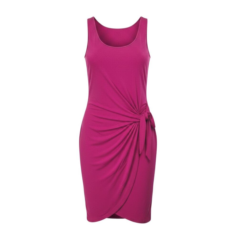 Tommy Bahama Woman's Size L Magenta Paradisa Knit Side Twist Sleeveless Dress